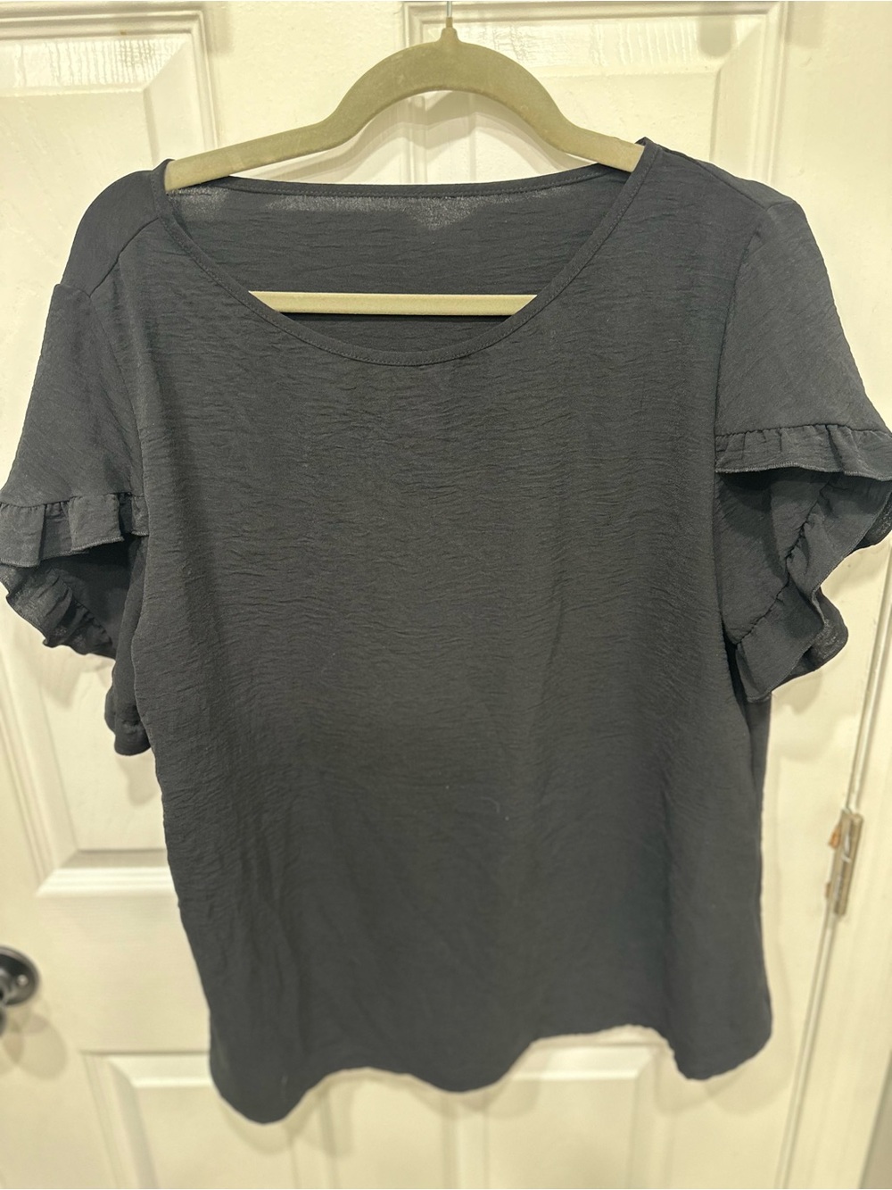 Women’s Ruffle Sleeve Top - Classic Scoop Neck